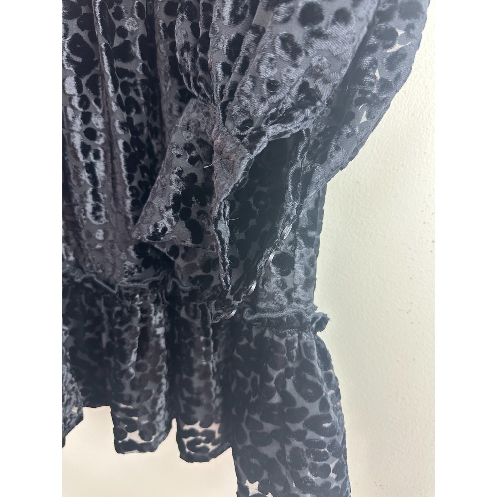 NEW Topshop Balloon Sleeve Tiered Dress Animal Print Velvet Black 6P Witchy - Picture 6 of 16